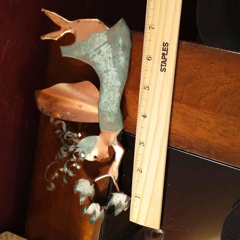 Vintage Copper Verde Winged Angel with Star Halo